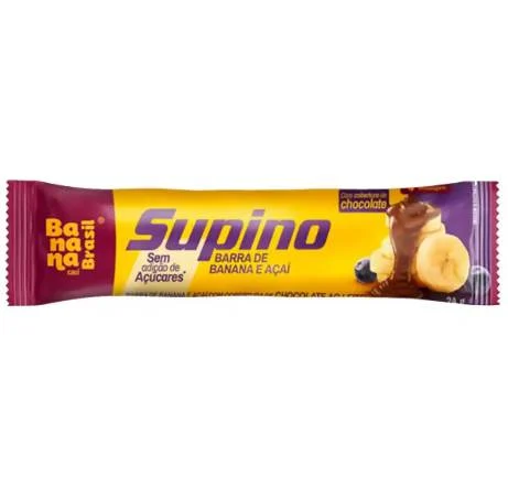 BARRA DE FRUTAS BANANA E AÇAÍ COBERTURA CHOCOLATE AO LEITE SUPINO PACOTE 24G