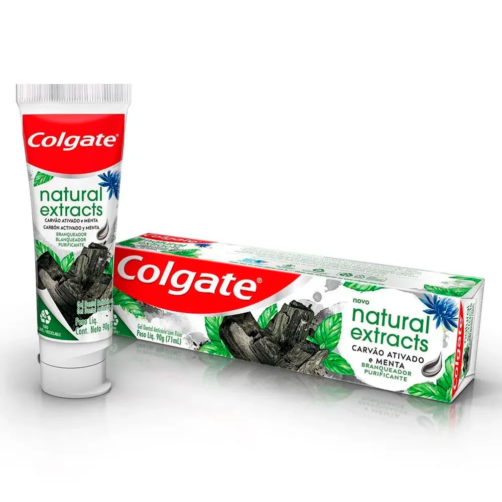 GEL DENTAL CARVÃO ATIVADO MENTA COLGATE NATURAL EXTRACTS PURIFICANTE CAIXA 90G