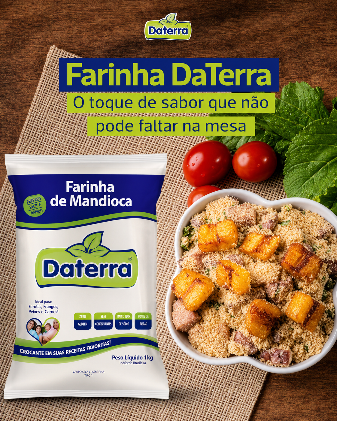 FARINHA MANDIOCA DATERRA AMARELA 1KG