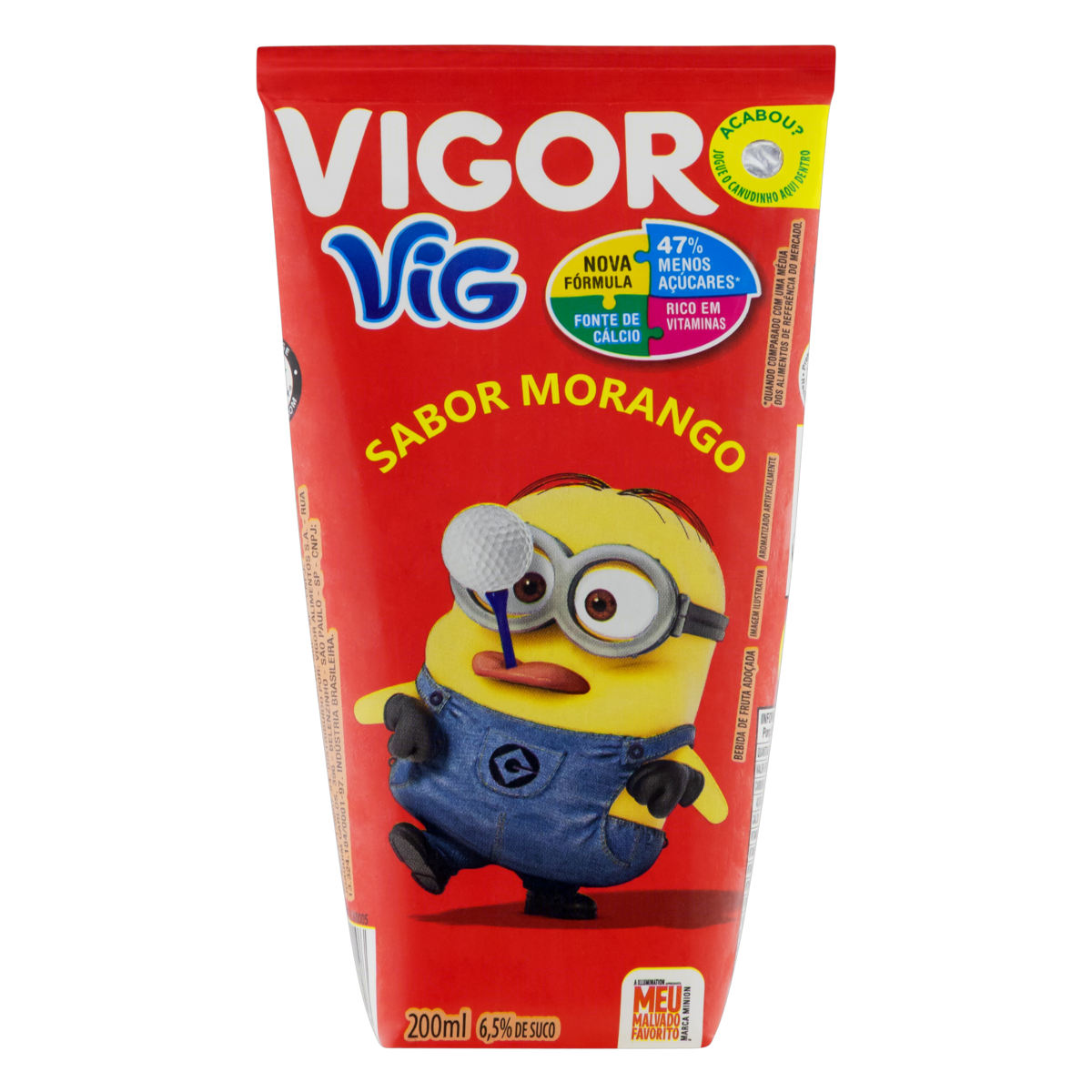 REFRESCO ADOÇADO MORANGO MINIONS VIGOR VIG CAIXA 200ML