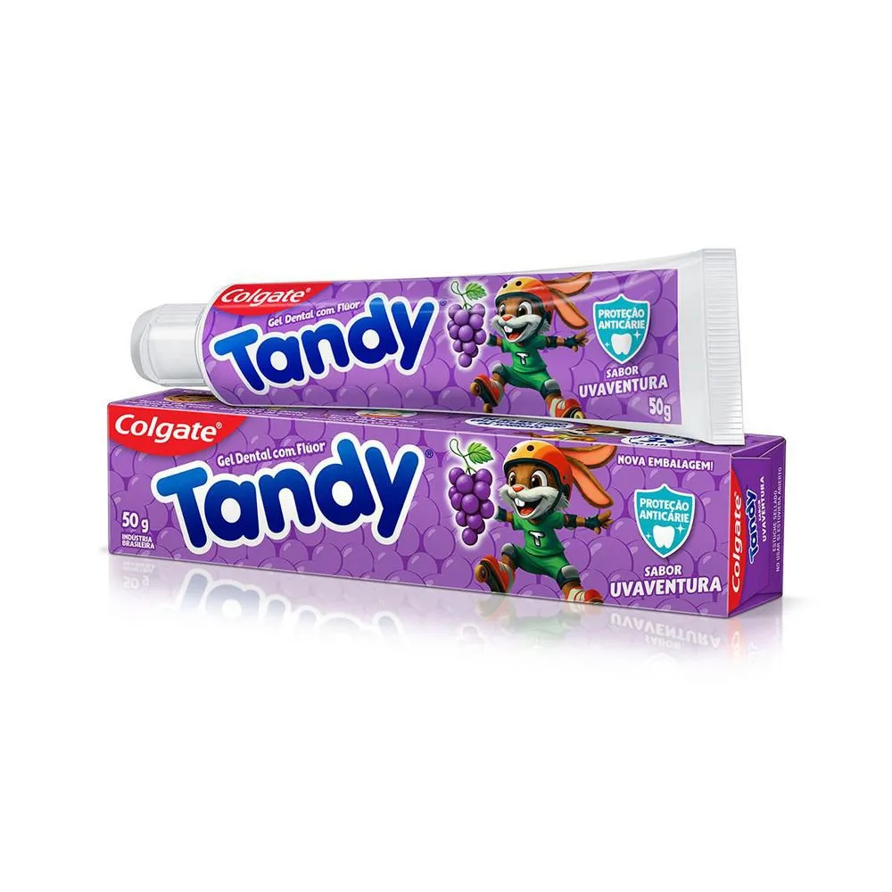 CREME DENTAL INFANTIL COM FLÚOR UVAVENTURA COLGATE TANDY CAIXA 50G PASTA DE DENTE
