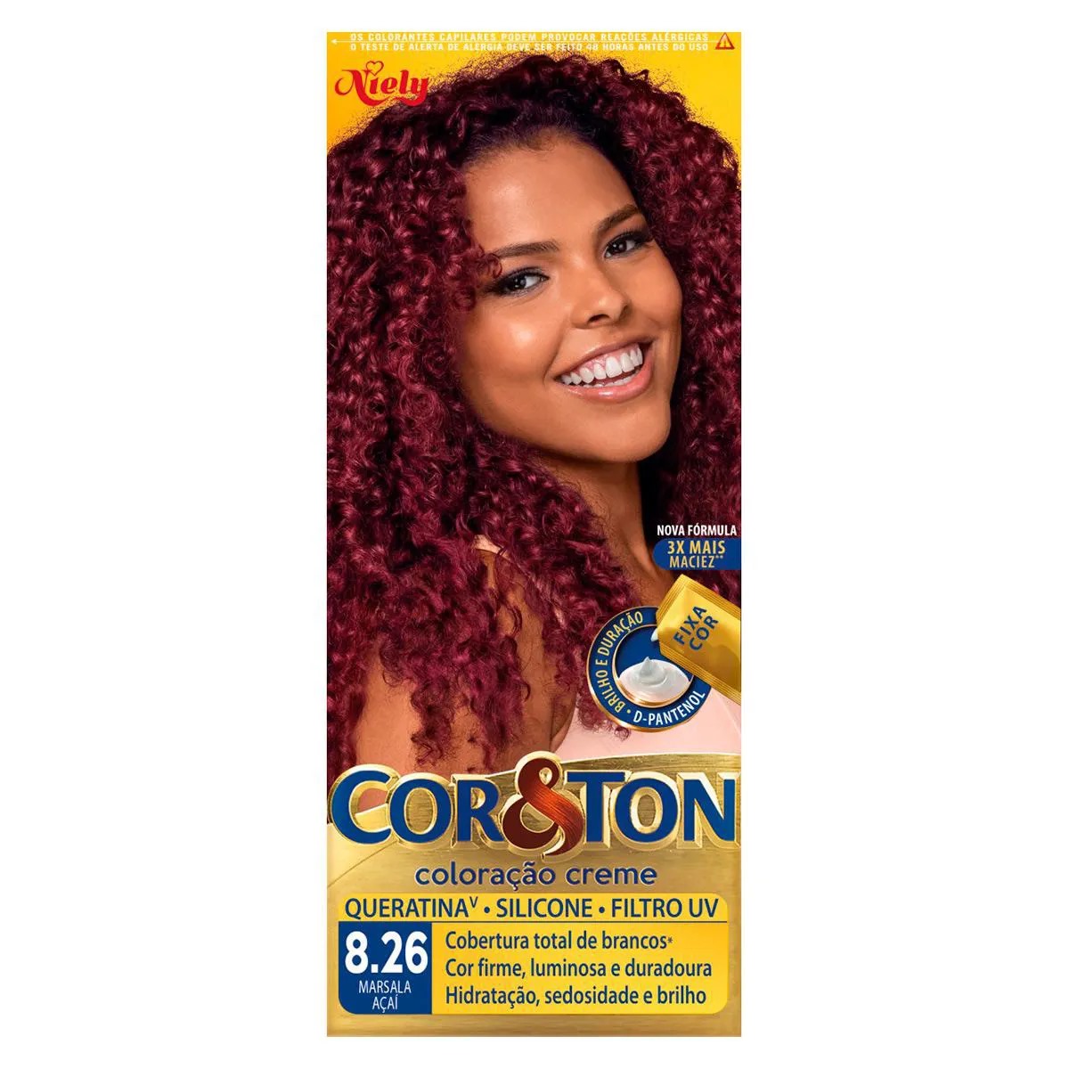 KIT COLORAÇÃO CREME 8.26 MARSALA AÇAÍ NIELY COR&TON