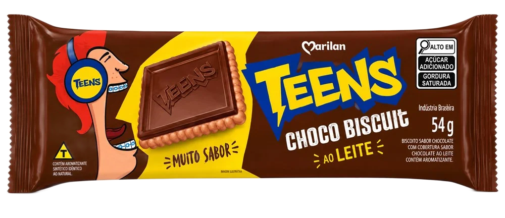 BISCOITO CHOCO BISCUIT TEENS MARILAN AO LEITE 54G