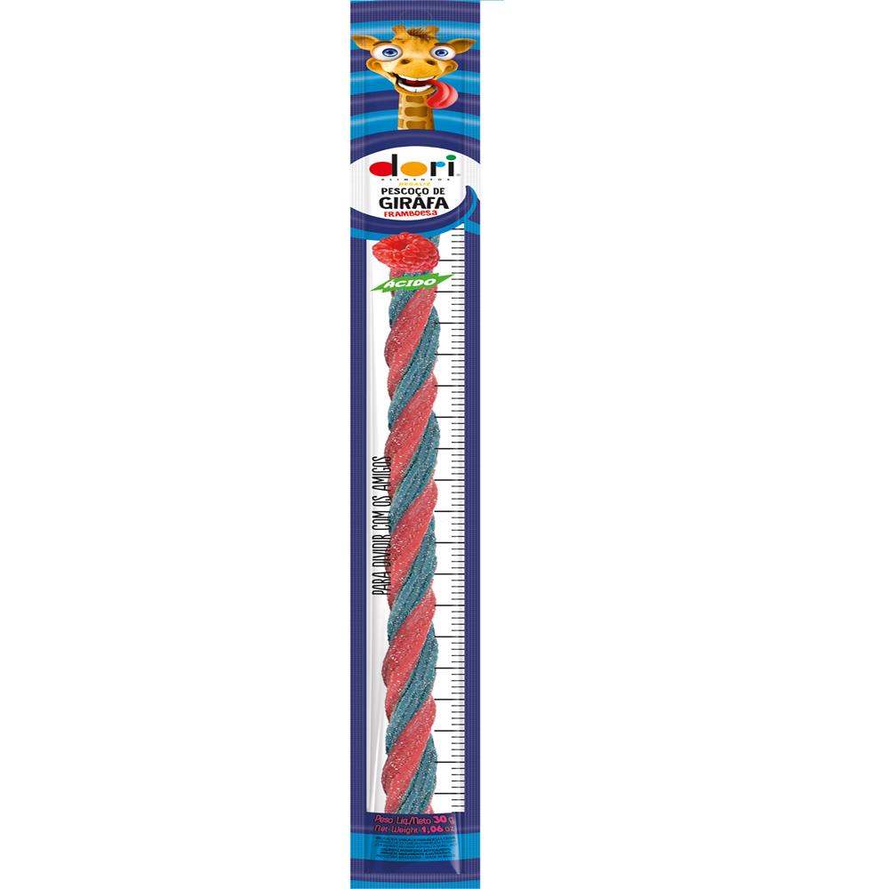 BALA REGALIZ FRAMBOESA PESCOÇO DE GIRAFA DORI PACOTE 30G
