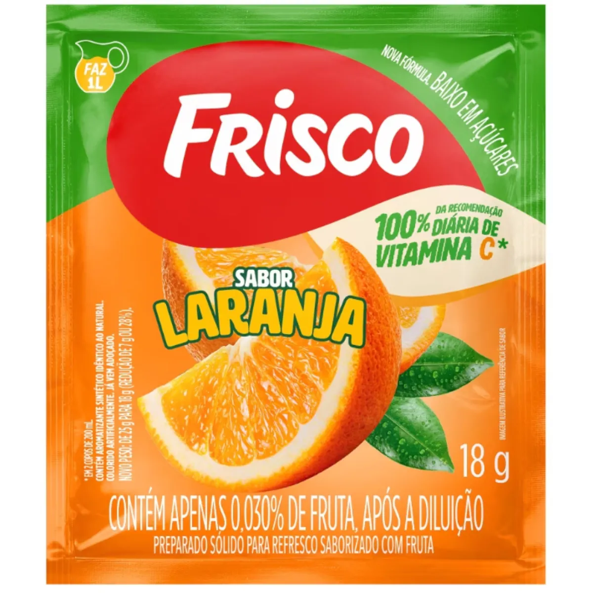 REFRESCO EM PÓ LARANJA FRISCO PACOTE 18G