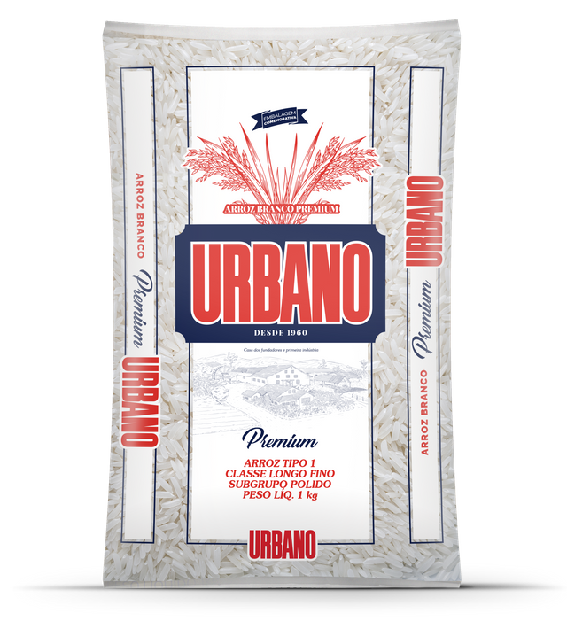 ARROZ URBANO PREMIUM BENEFICIADO BRANCO LONGO FINO TIPO 1 1KG