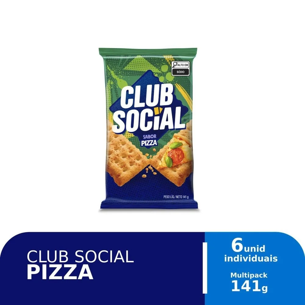 PACK BISCOITO PIZZA CLUB SOCIAL PACOTE 141G 6 UNIDADES