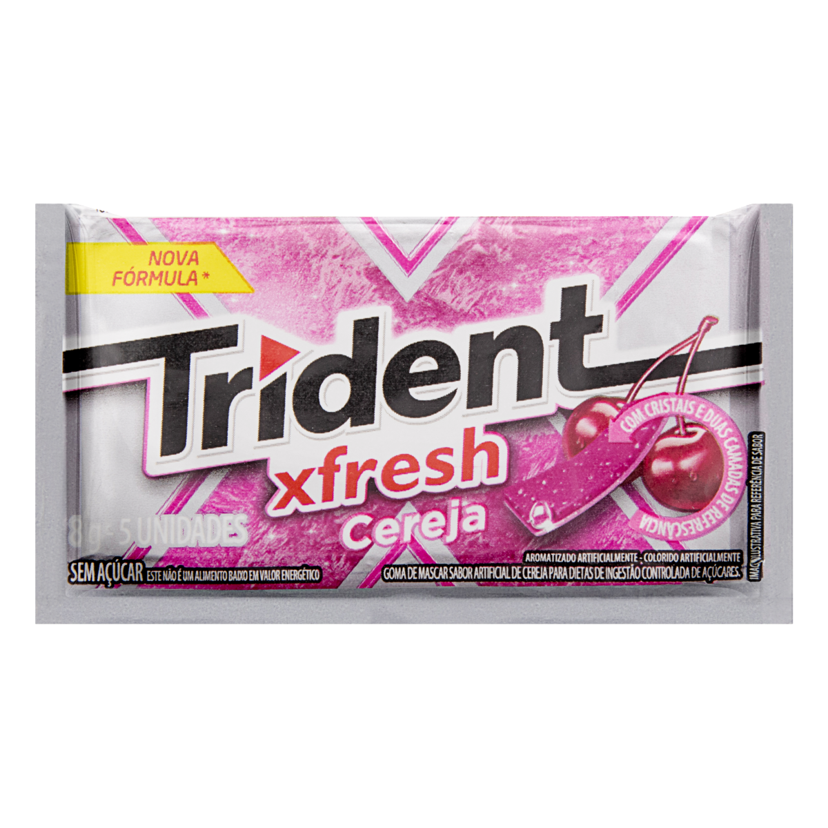 GOMA DE MASCAR CEREJA ICE TRIDENT XFRESH ENVELOPE 8G 5 UNIDADES