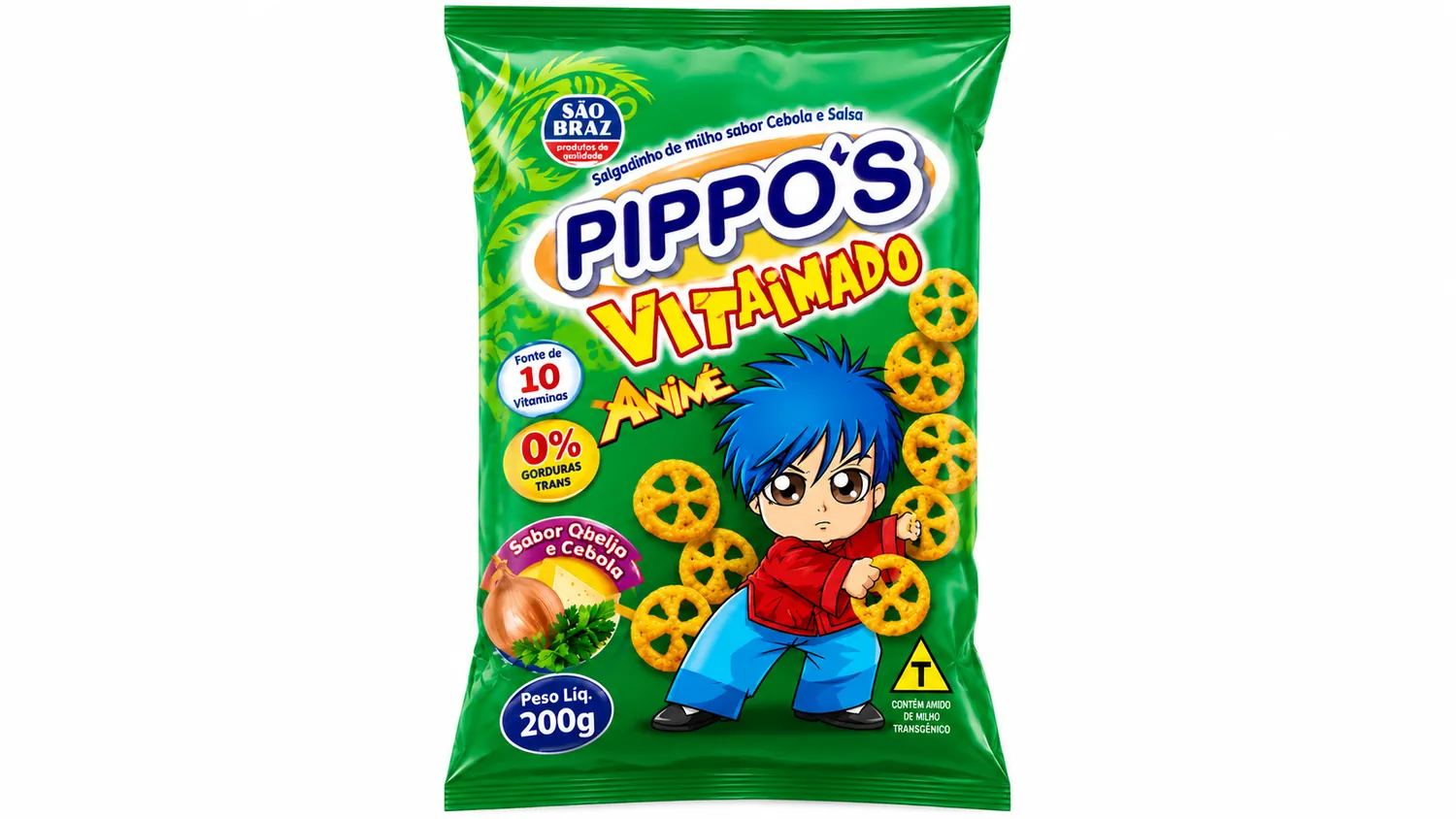 SALGADINHO PIPOCA PIPPOS ANIME CEBOLA E SALSA 200G