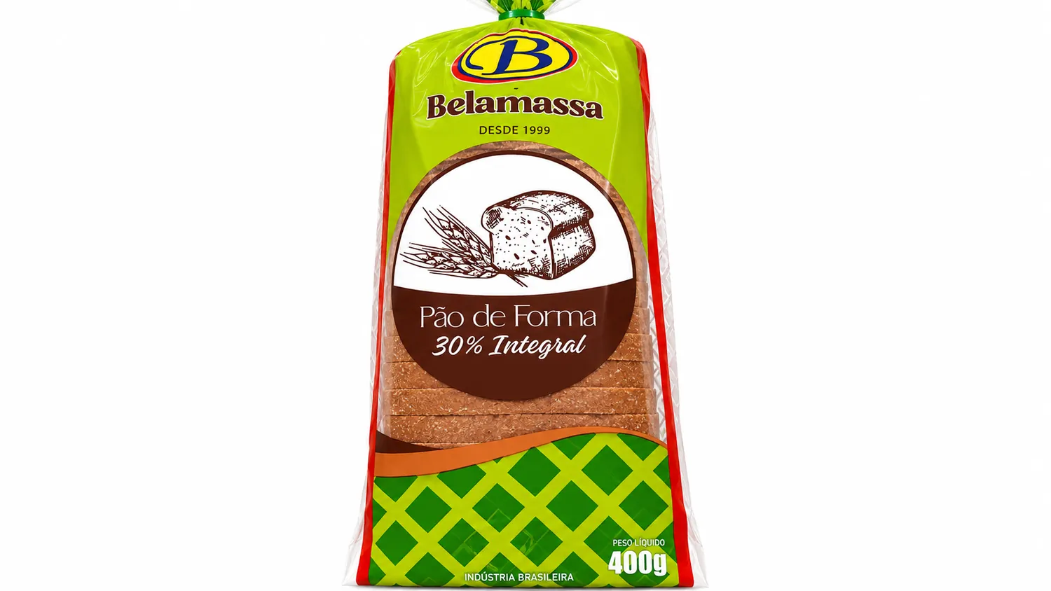 PÃO DE FORMA 30% INTEGRAL BELA MASSA 400G