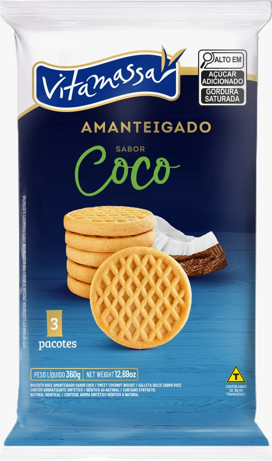 BISCOITO AMANTEIGADO COCO VITAMASSA 360G
