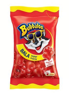 BALA MORANGO PATINHAS BUBBALOO PACOTE 15G