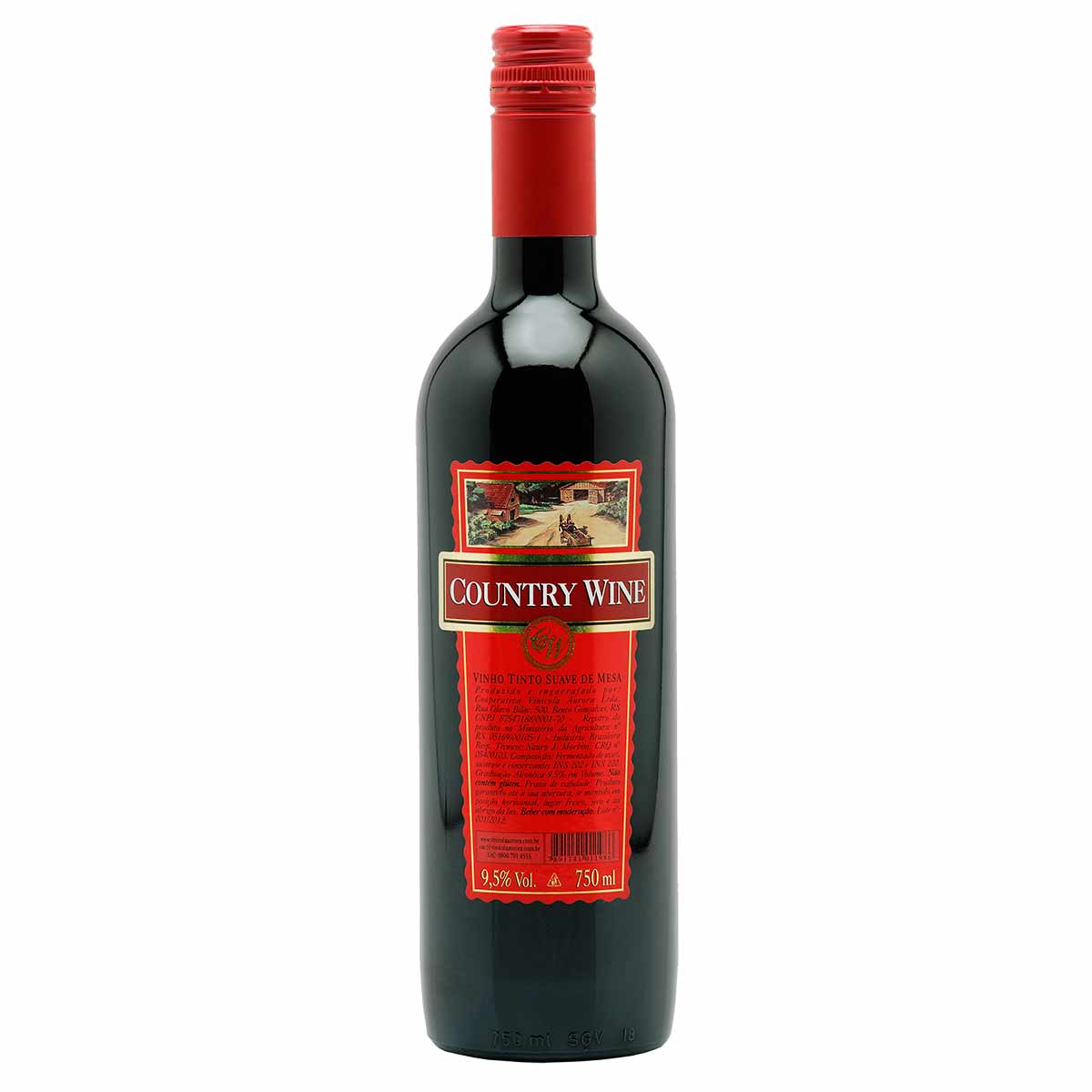 VINHO BRASILEIRO TINTO SUAVECOUNTRY WINE SERRA GAÚCHA GARRAFA 750ML
