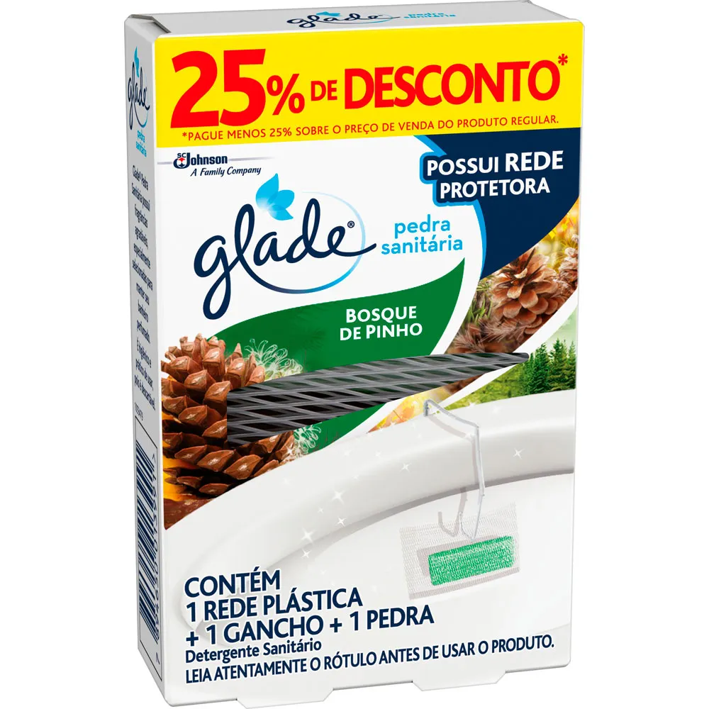 DETERGENTE SANITÁRIO PEDRA BOSQUE DE PINHO GLADE GRÁTIS 25% DE DESCONTO