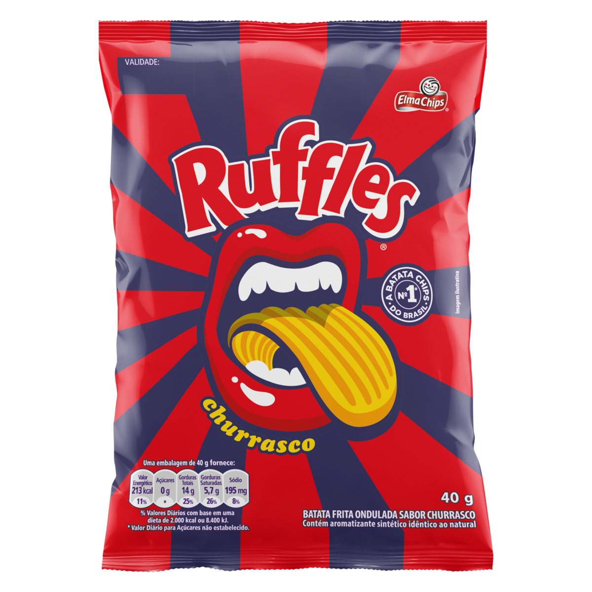 BATATA FRITA ONDULADA CHURRASCO ELMA CHIPS RUFFLES 33G