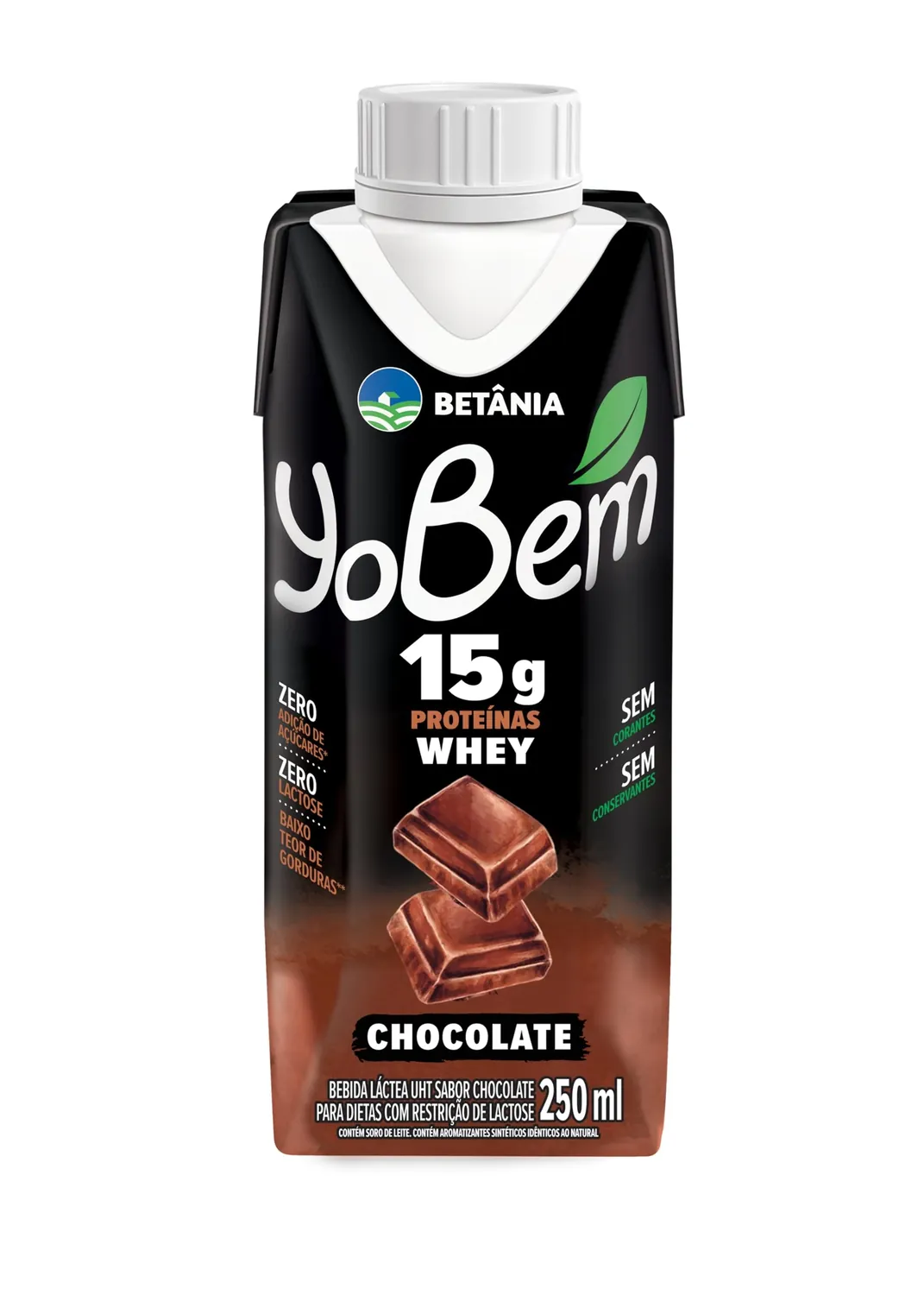 BEBIDA LÁCTEA UHT CHOCOLATE ZERO LACTOSE BETÂNIA YOBEM WHEY CAIXA 250ML 0