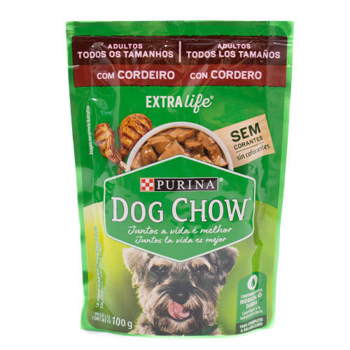 ALIMENTO PARA CÃES ADULTOS CORDEIRO PURINA DOG CHOW EXTRA LIFE SACHÊ 100G 0