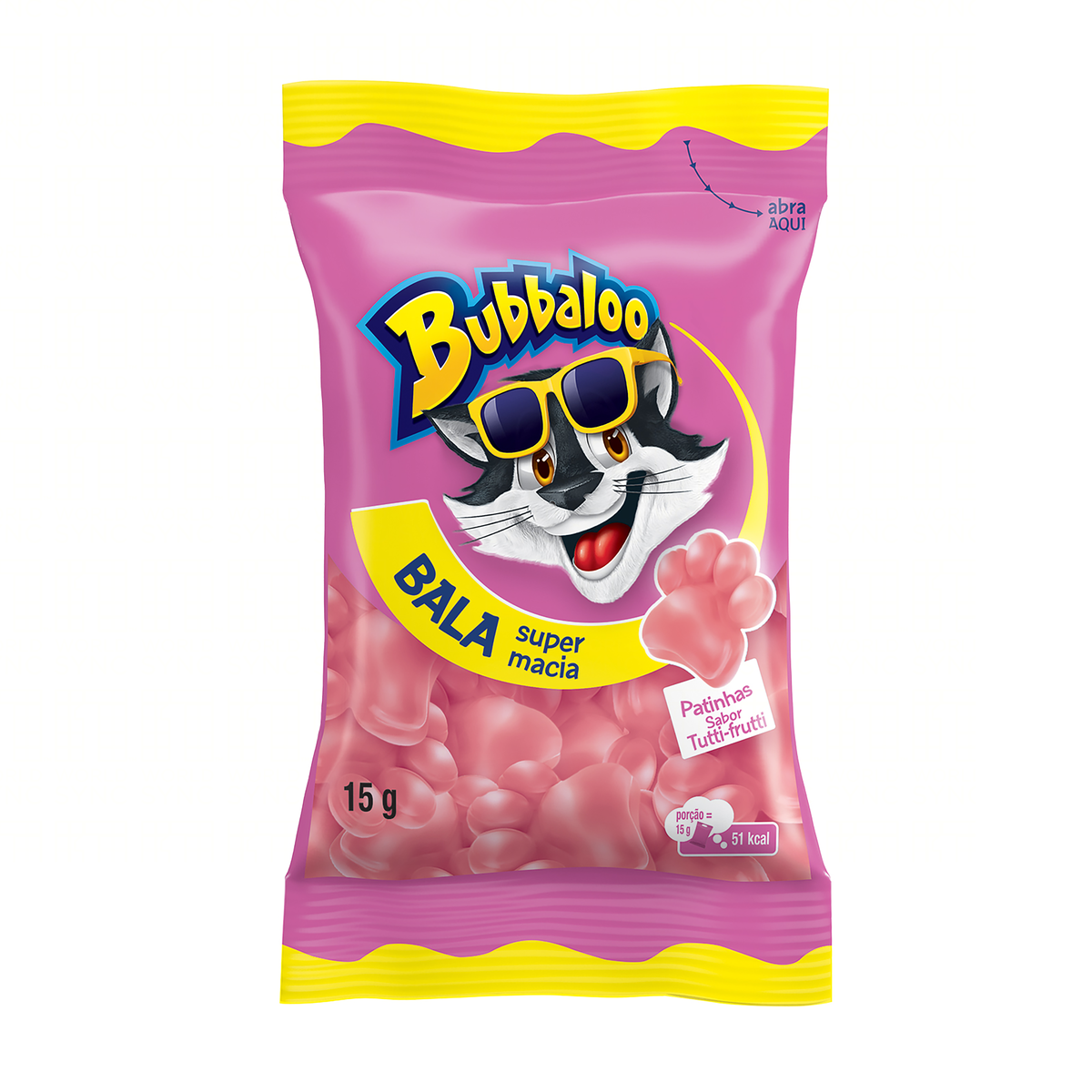 BALA TUTTI FRUTTI PATINHAS BUBBALOO PACOTE 15G