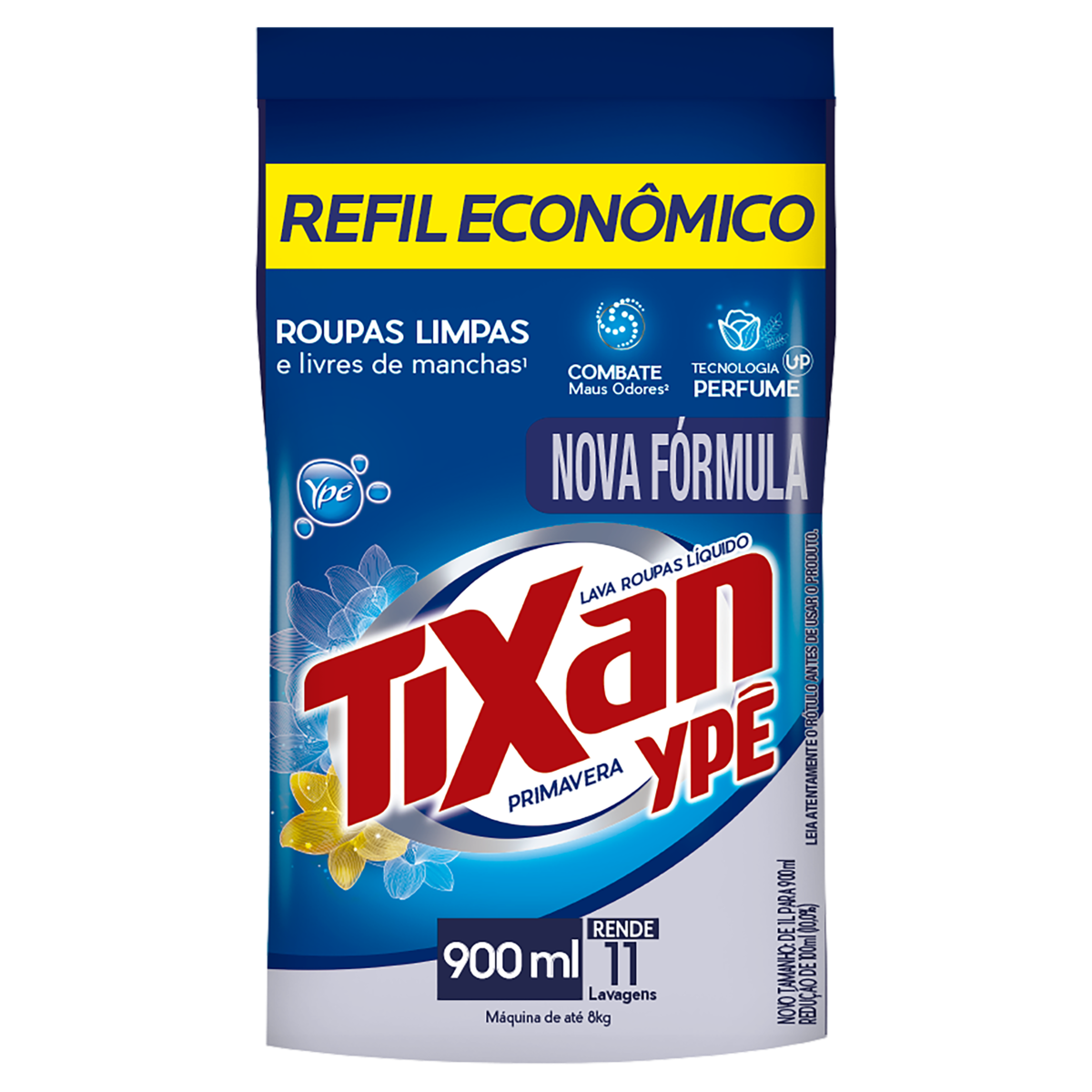 LAVA-ROUPAS LÍQUIDO PRIMAVERA TIXAN YPÊ POUCH 900ML REFIL ECONÔMICO 0