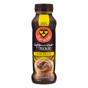 BEBIDA LÁCTEA UHT CAPPUCCINO CHOCOLATE 3 CORAÇÕES FRASCO 260ML