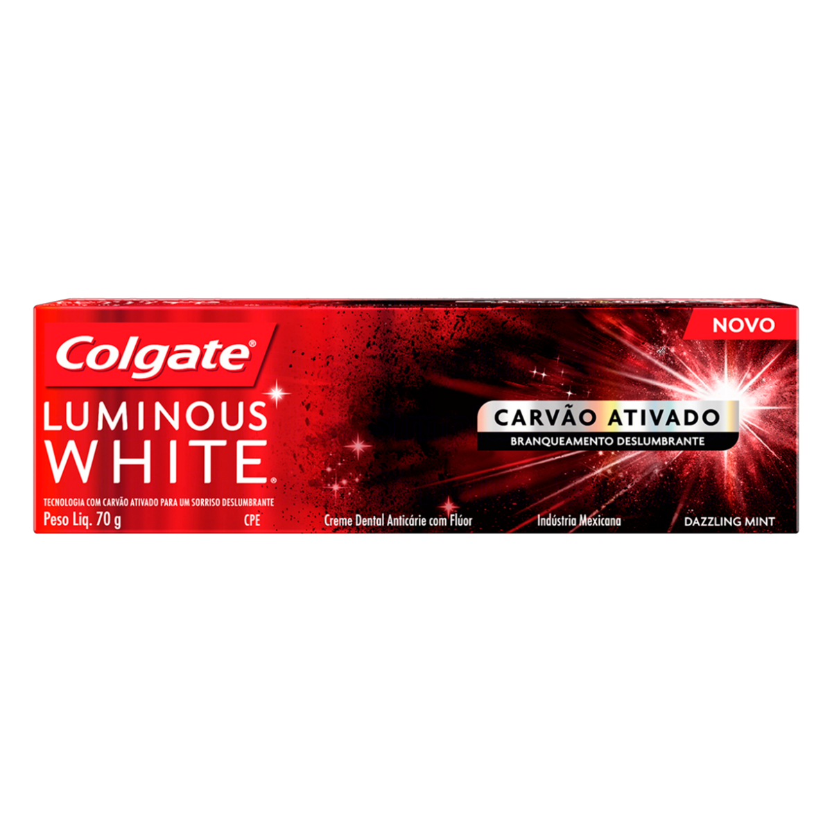 CREME DENTAL CARVÃO ATIVADO DAZZLING MINT COLGATE LUMINOUS WHITE CAIXA 70G 0