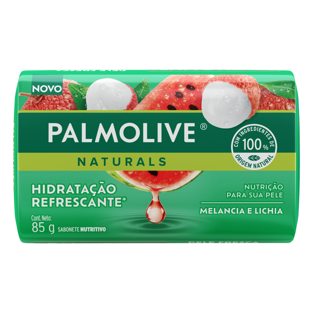 SABONETE BARRA HIDRATAÇÃO REFRESCANTE MELANCIA E LICHIA PALMOLIVE NATURALS ENVOLTÓRIO 85G