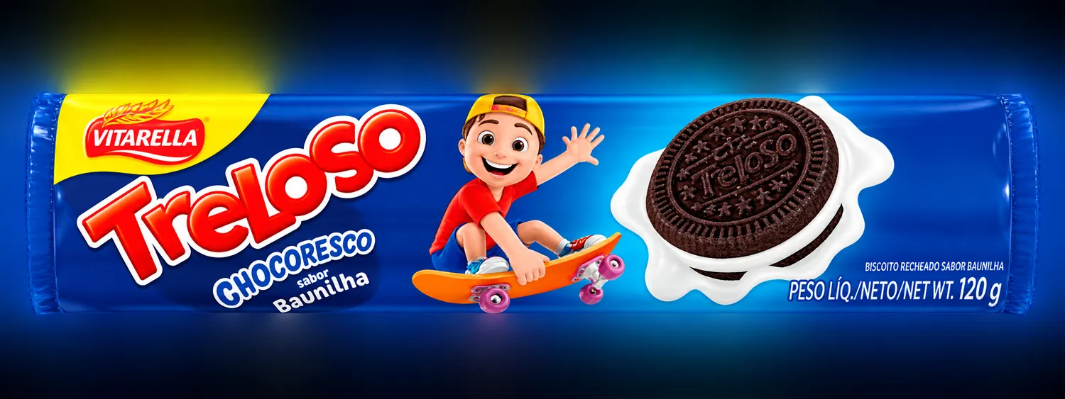 BISCOITO BAUNILHA VITARELLA TRELOSO CHOCORESCO PACOTE 120G
