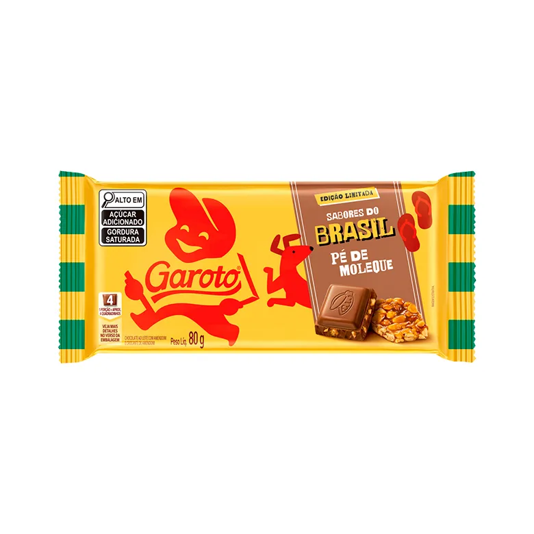 CHOCOLATE GAROTO TABLETE PÉ DE MOLEQUE 80G