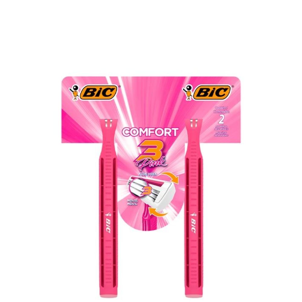 APARELHO DESCARTÁVEL PARA DEPILAR BIC COMFORT 3 PINK 2 UNIDADES
