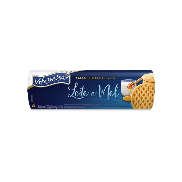 BISCOITO AMANTEIGADO LEITE E MEL VITAMASSA 120G