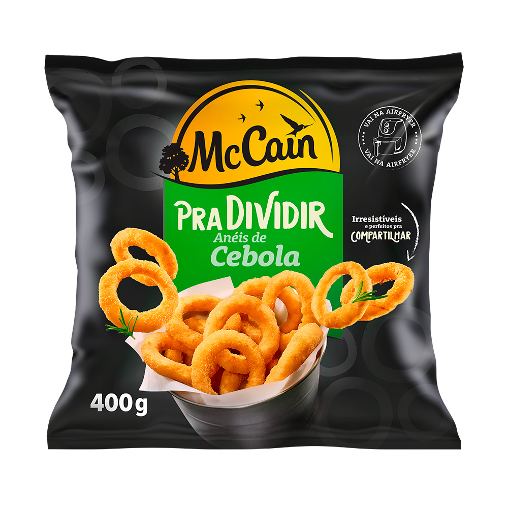 ANÉIS DE CEBOLA EMPANADOS PRÉ-FRITOS CONGELADOS MCCAIN PACOTE 400G
