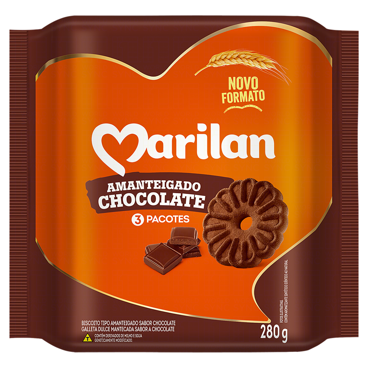 BISCOITO AMANTEIGADO CHOCOLATE MARILAN PACOTE 280G