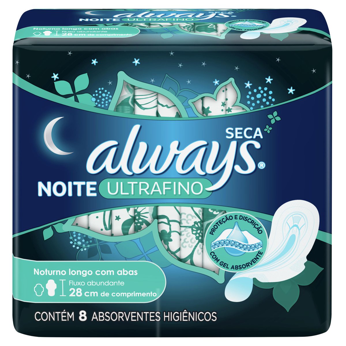 ABSORVENTE COM ABAS ULTRAFINO SECA ALWAYS G PACOTE 8 UNIDADES