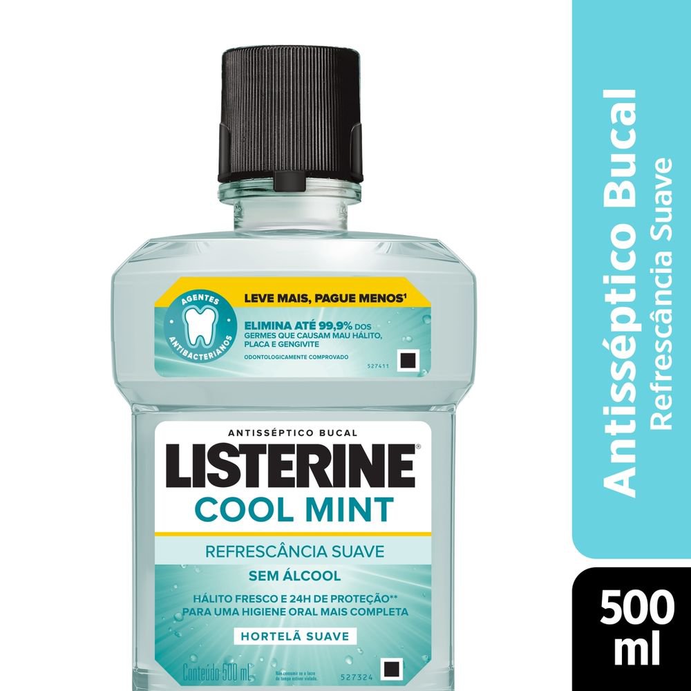 ENXAGUATÓRIO ANTISSÉPTICO LISTERINE 500ML ZERO UNIT