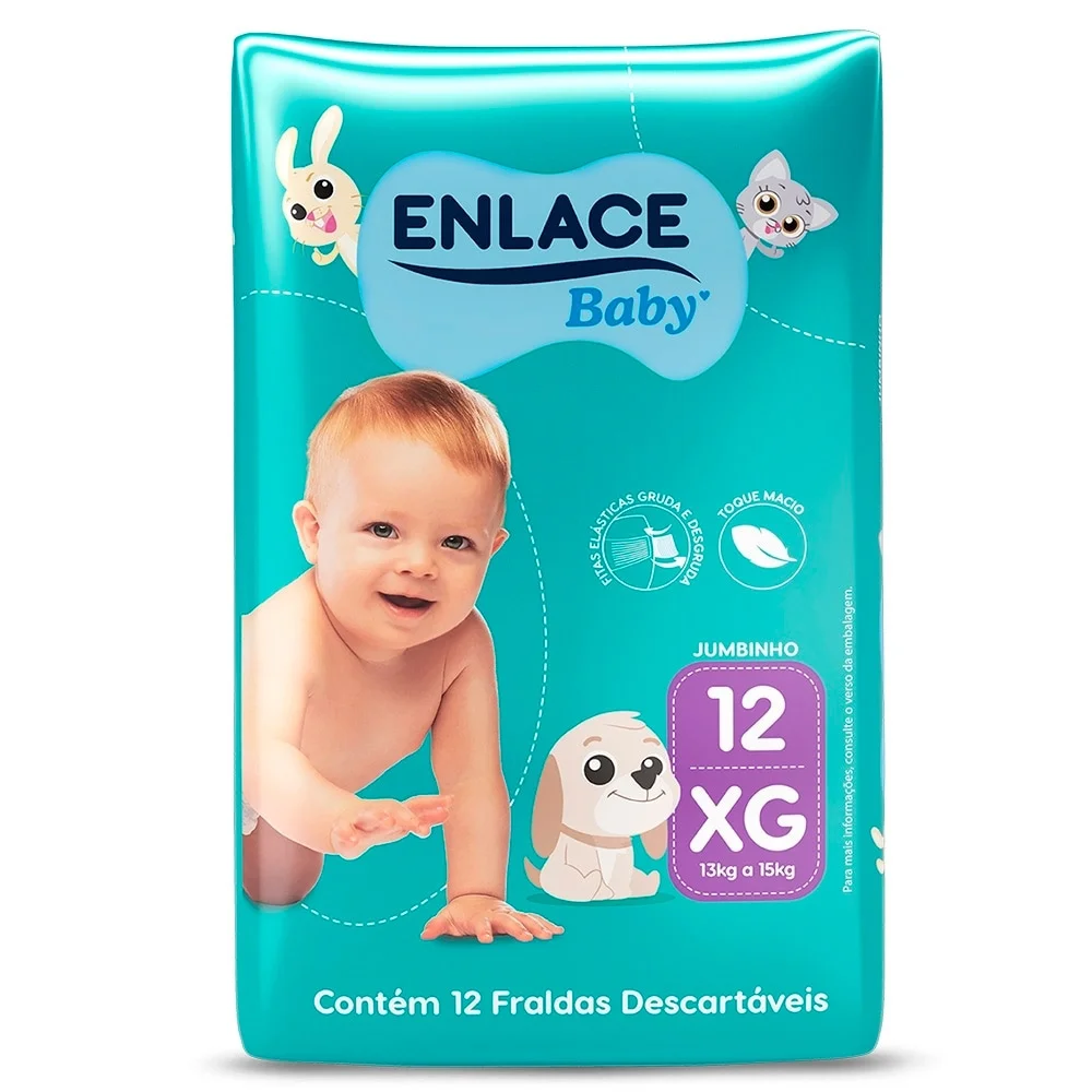 FRALDA DESCARTÁVEL ENLACE BABY JUMBINHO TAMANHO XG 108 FRALDAS