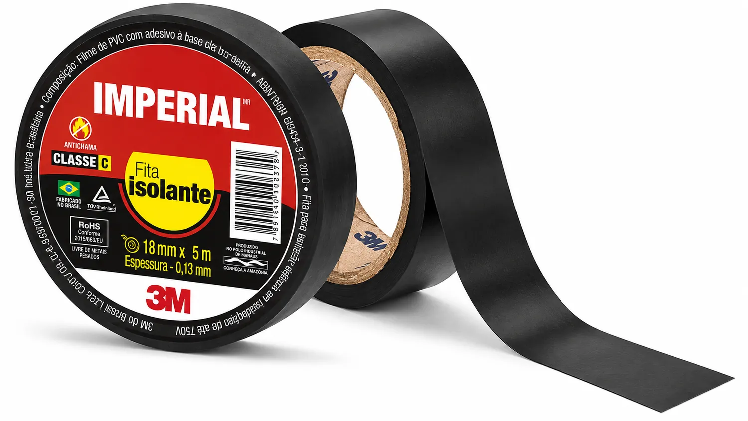 FITA ISOLANTE 3M IMPERIAL PRETA 18MMX5M