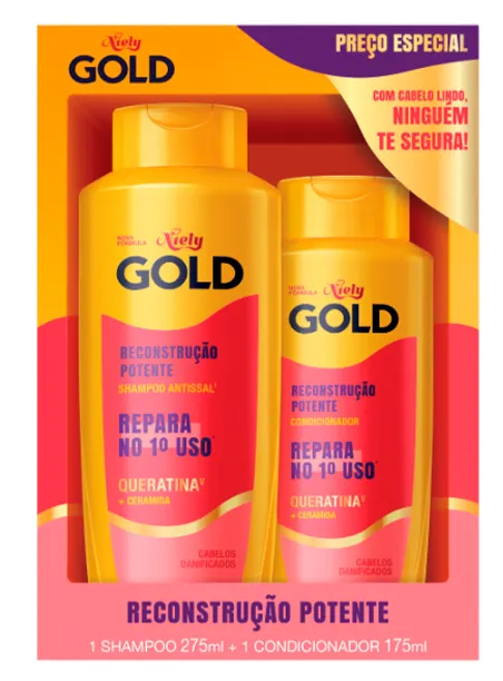 KIT NIELY GOLD SH275ML+COND275ML RECONSTRUCAO POTENTE 0