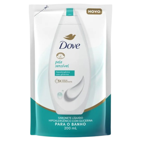 SABONETE LÍQUIDO DOVE PELE SENSÍVEL SACHÊ 200ML REFIL 0