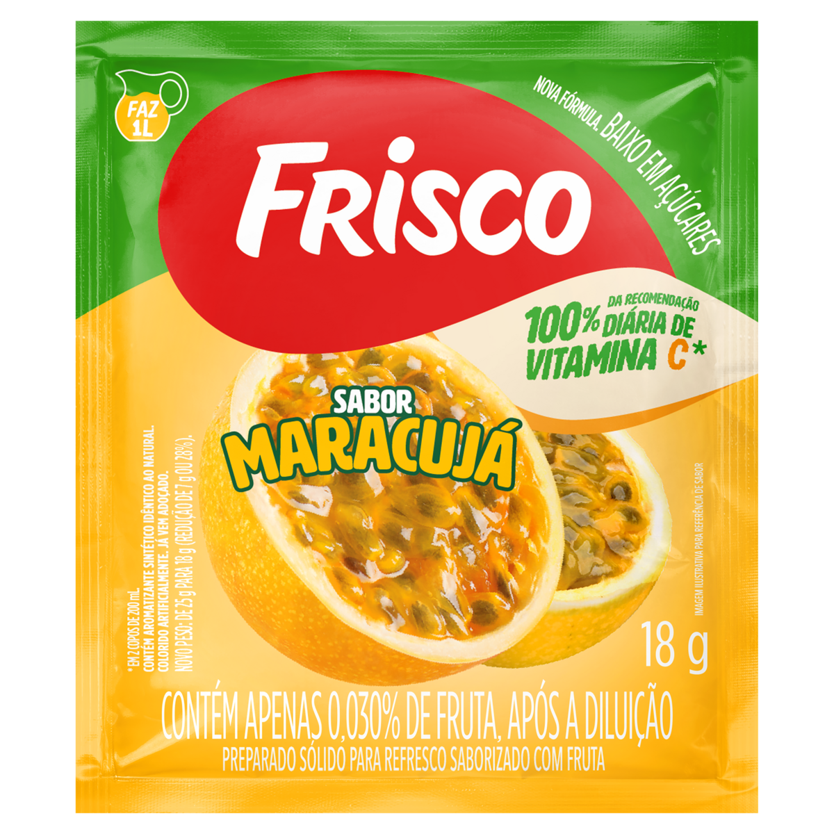 REFRESCO EM PÓ MARACUJÁ FRISCO PACOTE 18G 0