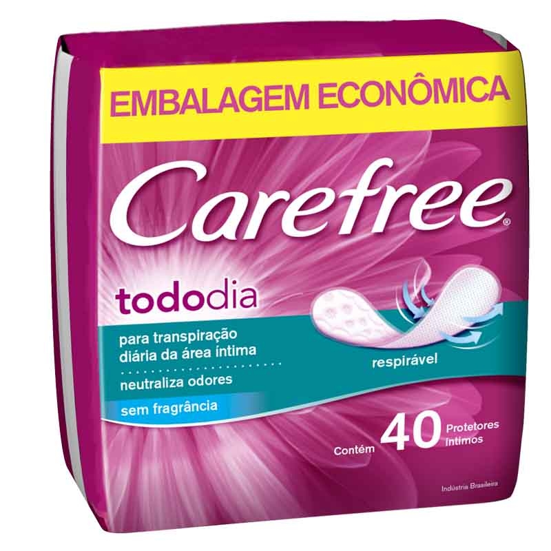 PROTETOR DIÁRIO SEM ABAS CAREFREE TODODIA PACOTE 40 UNIDADES EMBALAGEM ECONÔMICA 0