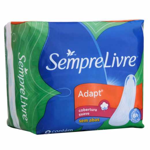 ABSORVENTE SEM ABAS SUAVE SEMPRE LIVRE ADAPT PACOTE 8 UNIDADES