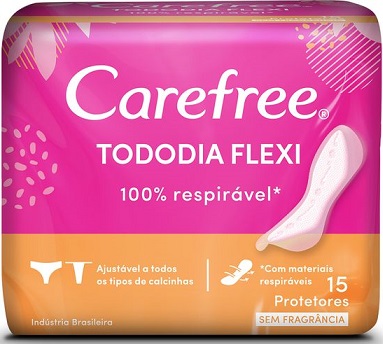 PROTETOR DIÁRIO SEM ABAS CAREFREE TODODIA FLEXI PACOTE 15 UNIDADES