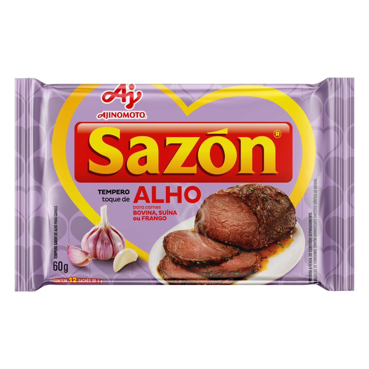 TEMPERO PÓ PARA CARNES TOQUE DE ALHO SAZÓN PACOTE 60G 12 UNIDADES