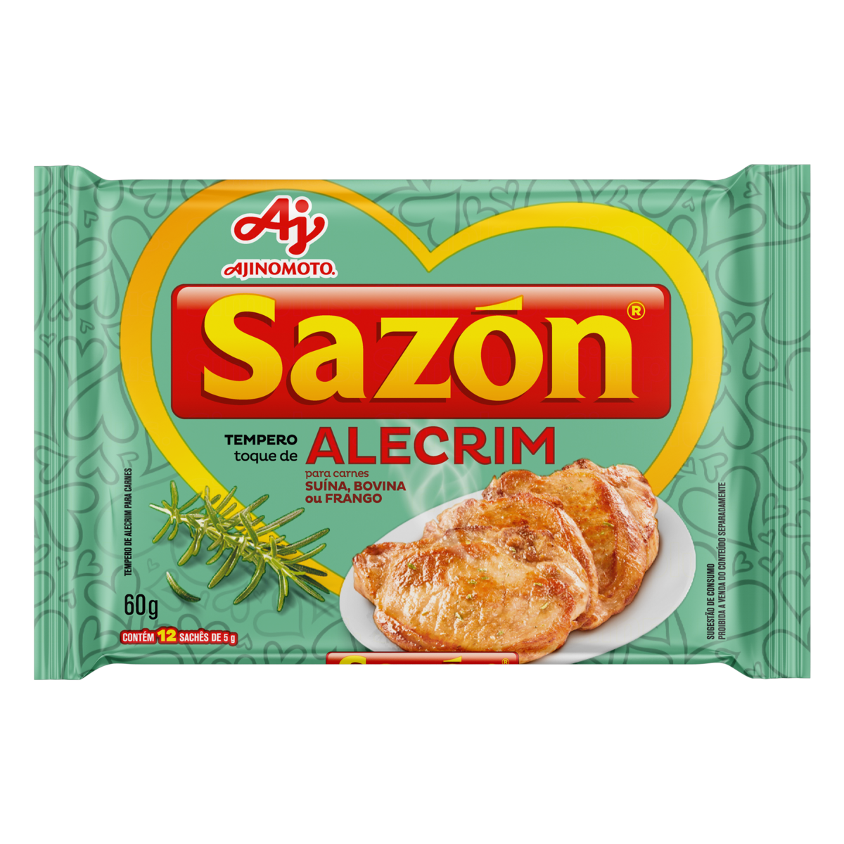 TEMPERO PÓ PARA CARNES TOQUE DE ALECRIM SAZÓN PACOTE 60G 12 UNIDADES