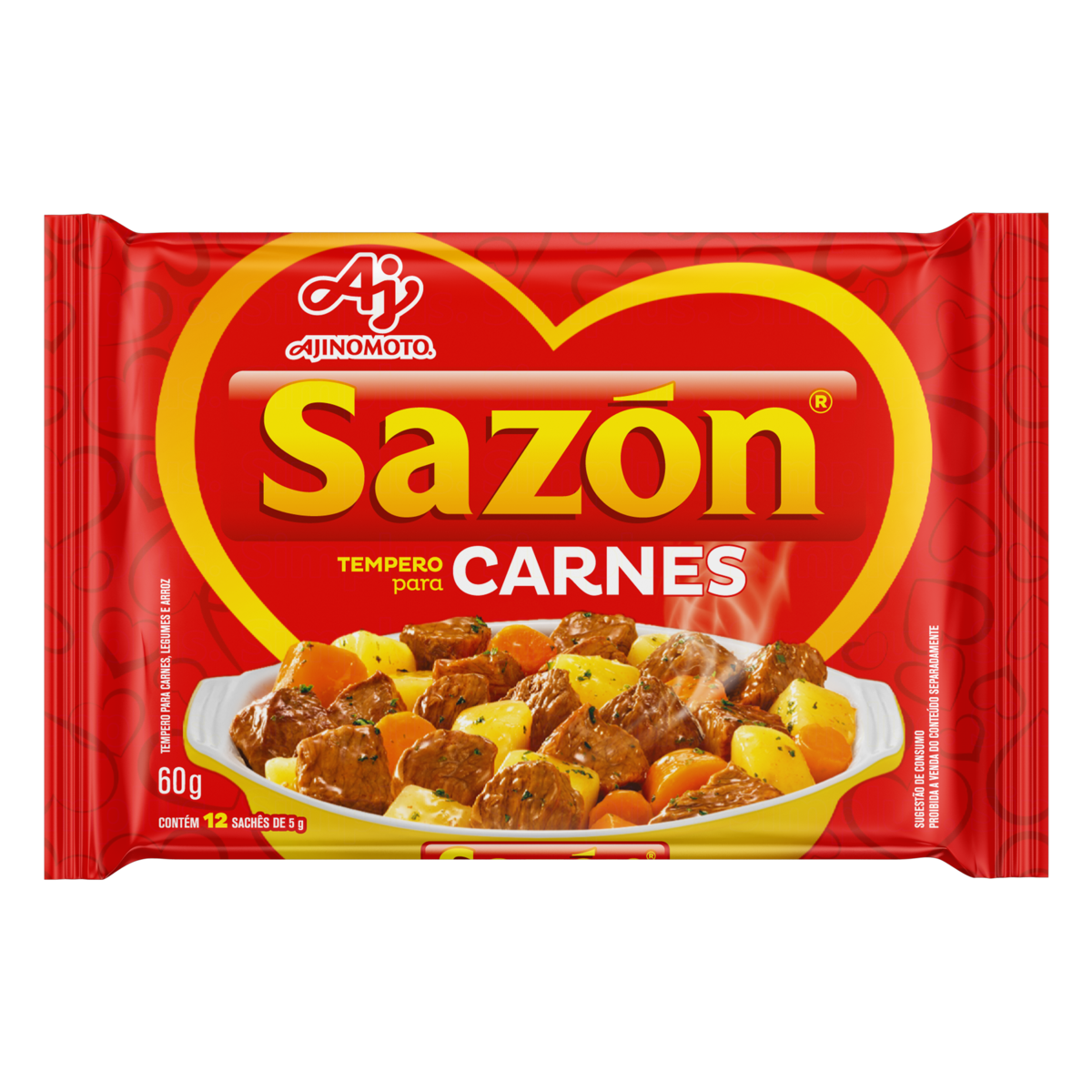 TEMPERO PÓ PARA CARNES SAZÓN PACOTE 60G 12 UNIDADES