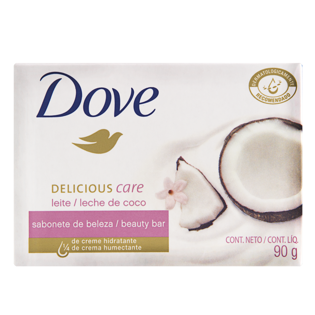 SABONETE BARRA CUIDADO INDULGENTE LEITE DE COCO E JASMIN DOVE CAIXA 90G