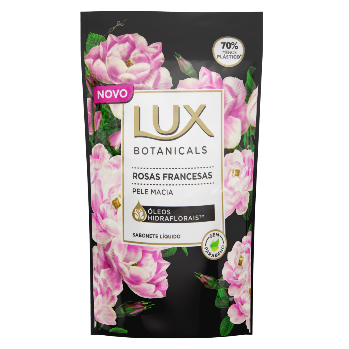 SABONETE LÍQUIDO ROSAS FRANCESAS LUX BOTANICALS SACHÊ 200ML REFIL ECONÔMICO