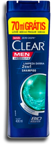 SHAMPOO ANTICASPA CLEAR MEN LIMPEZA DIÁRIA FRASCO LEVE 400ML PAGUE 330ML 0