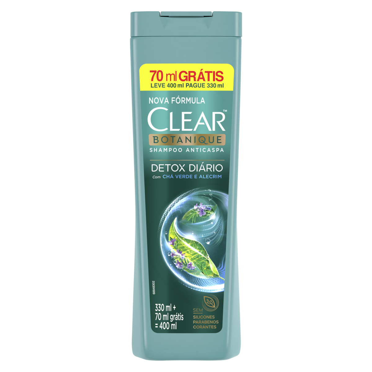 SHAMPOO ANTICASPA CLEAR BOTANIQUE DETOX DIÁRIO FRASCO LEVE 400ML PAGUE 330ML