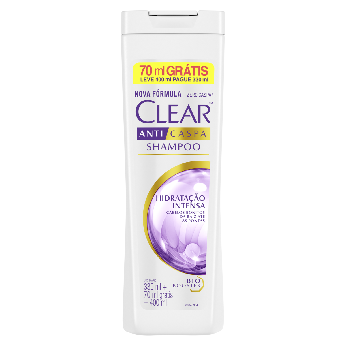 SHAMPOO ANTICASPA CLEAR HIDRATAÇÃO INTENSA FRASCO LEVE 400ML PAGUE 330ML